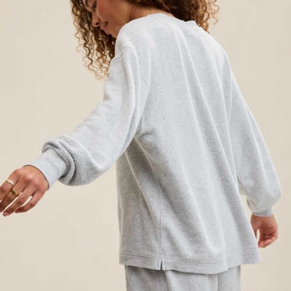 Aerie Sherpa henley sweater gray small oversized - Picture 2 of 6